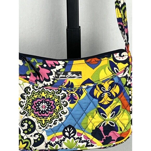 Vera Bradley Bag Rio Carryall Crossbody Quilted Purse Yellow Green Floral Zipper - Picture 3 of 7